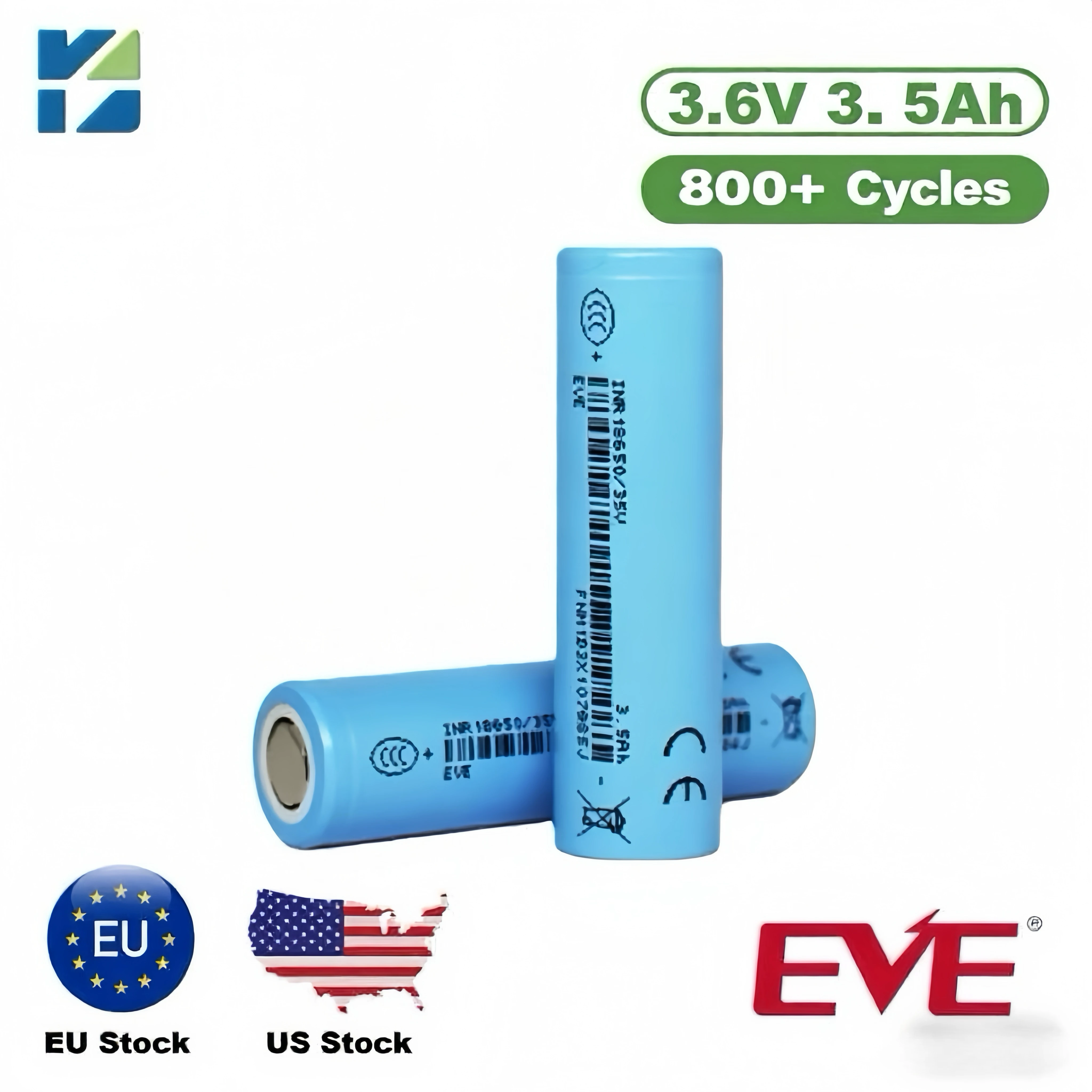 EVE 18650 3500mAh 3.65V NMC (LiNiMnCoO₂) Battery (High Capacity)