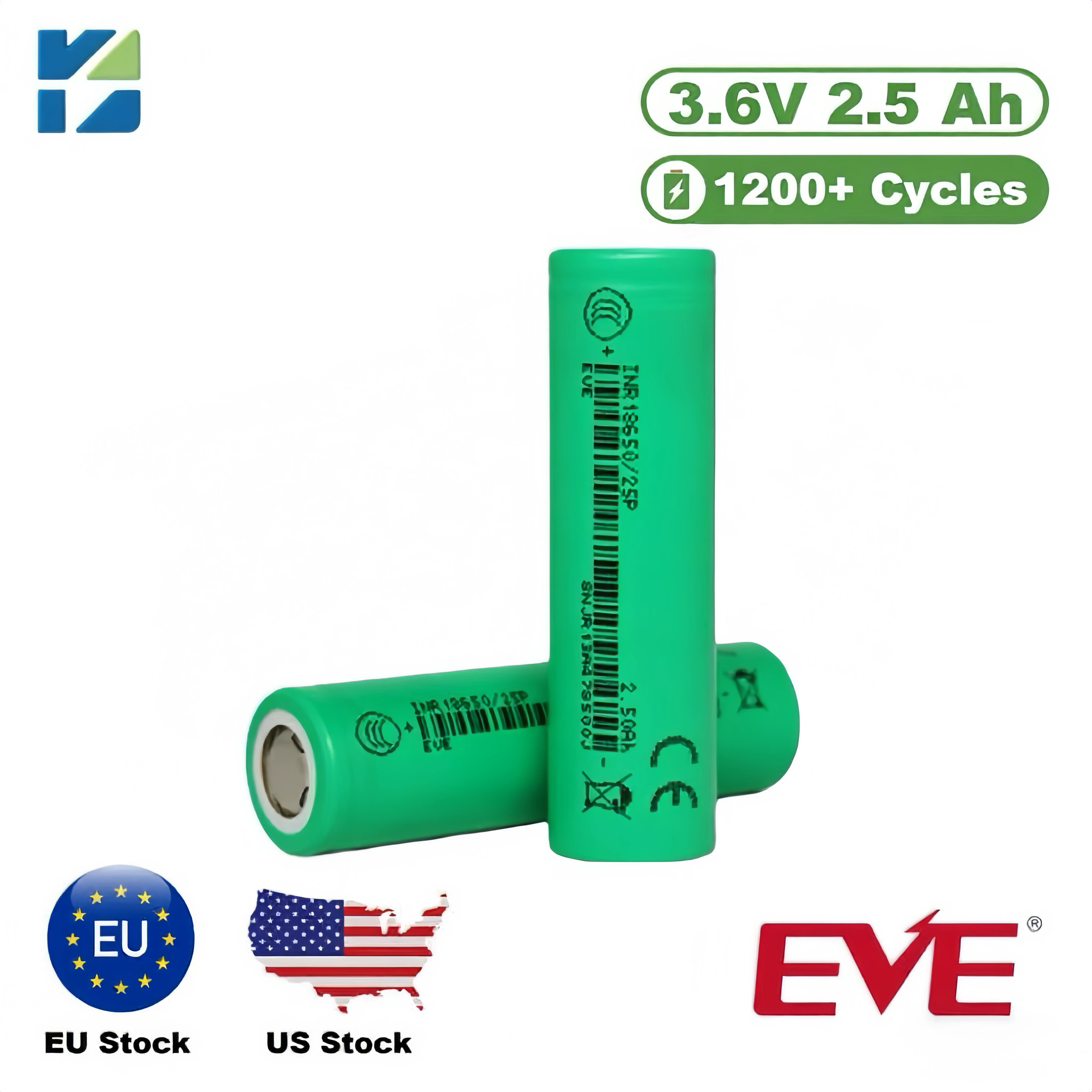 EVE 18650 2500mAh 3.6V Lithium-ion Battery (Power Tools / Vacuum Cleaners)